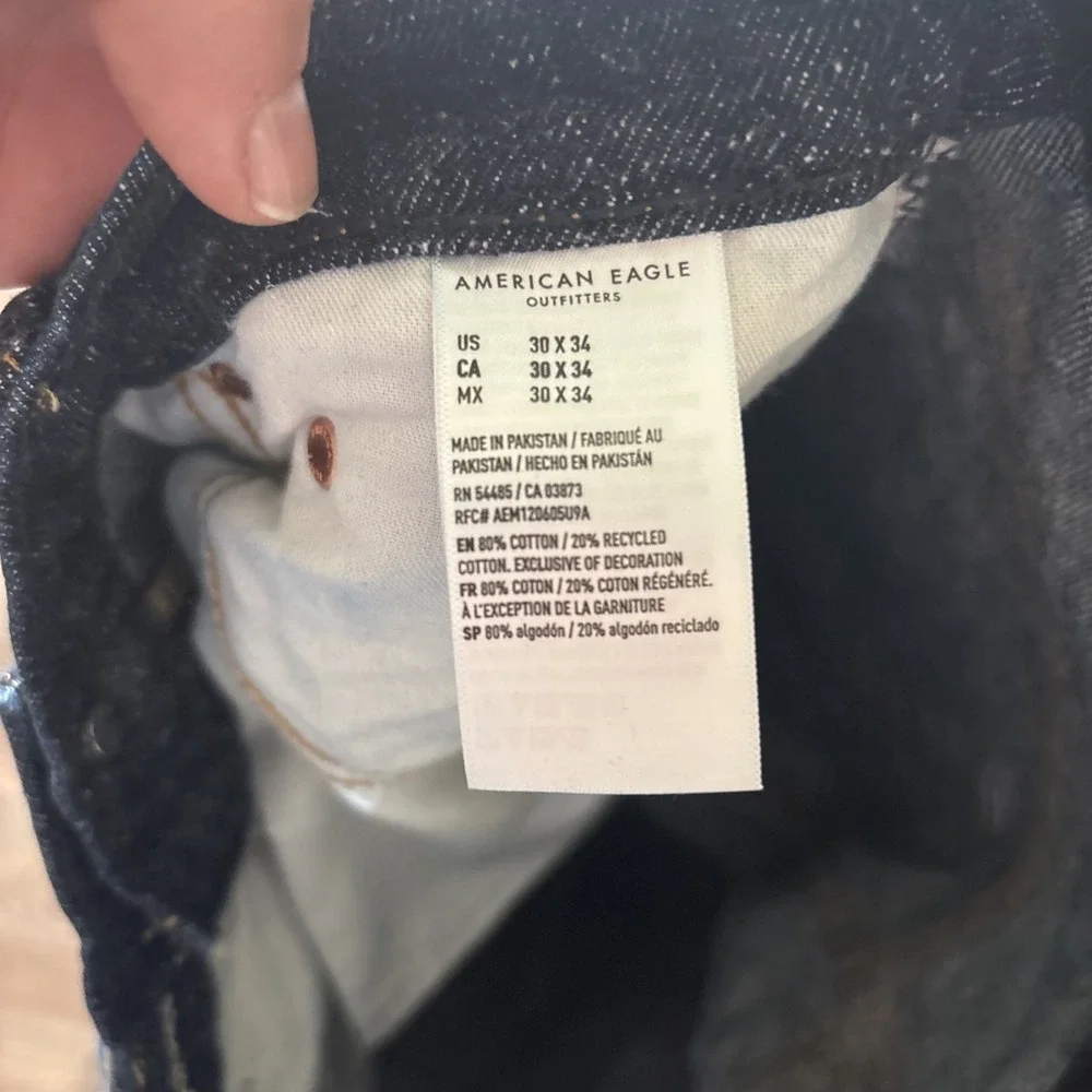 American Eagle Original Straight Jeans Men's 30x34 Denim Dark Blue White Speckle
